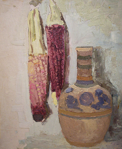 Indian Corn and Mexican Vase